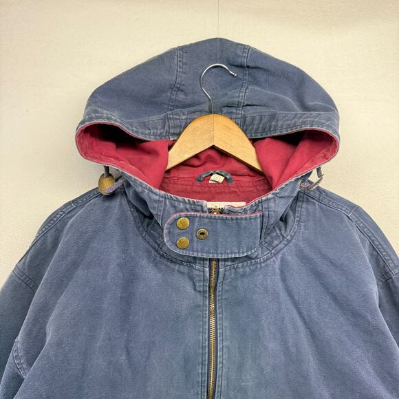 Vintage Mickey Mouse Jacket Men's Large Blue Disney Canvas Boxy barn Cropped 90s - Picture 6 of 12